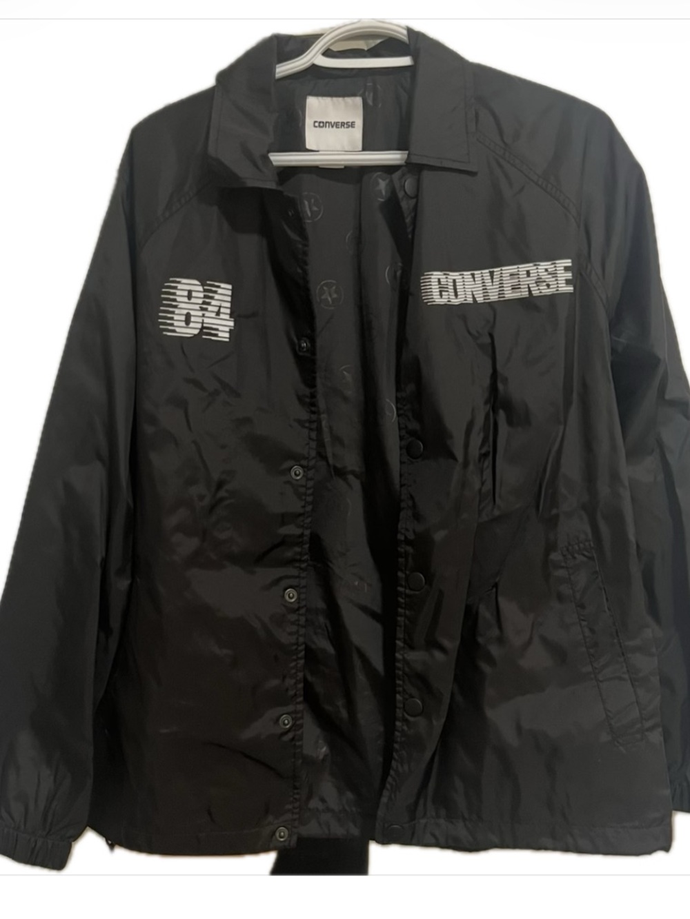 Oversized Converse Black Windbreaker Jacket (Size XS)